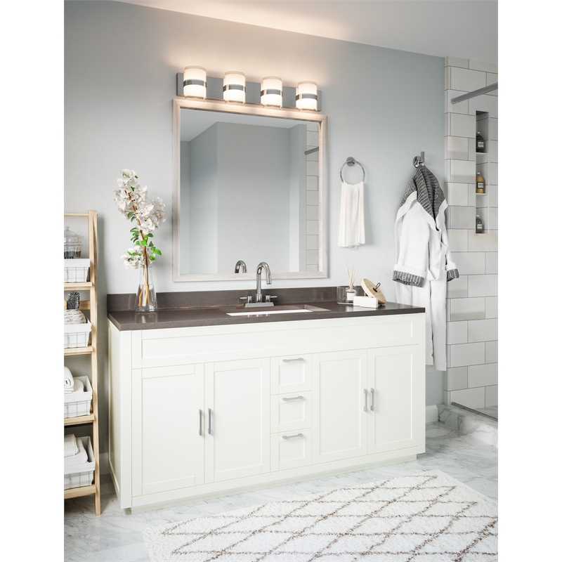 Haswell Integrated LED Silver Stainless Steel Bath Light in Polished Chrome