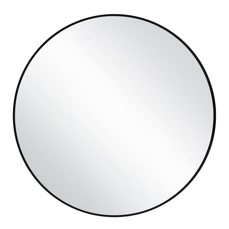 Kenna Round Glass Wall Mirror with Black Frame 24-Inch