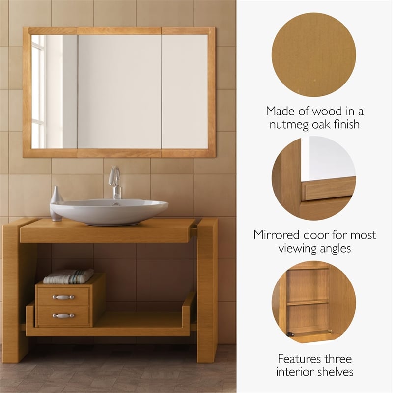 Richland 48-Inch Medicine Wood Cabinet in Nutmeg Oak