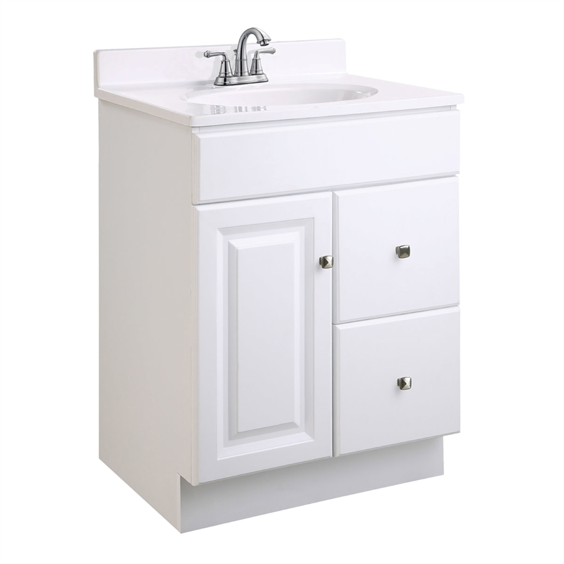 Wyndham 24-Inch 2-Drawer Unassembled Wood Vanity Without Top in White