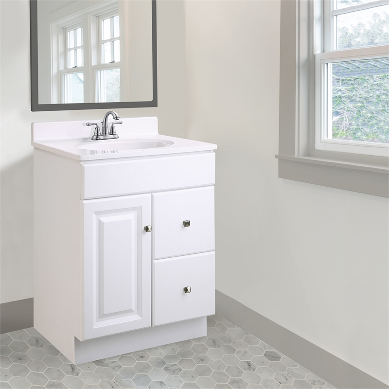 Wyndham 24-Inch 2-Drawer Unassembled Wood Vanity Without Top in White