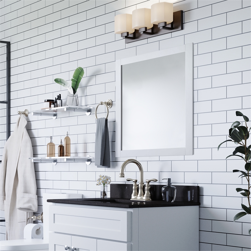 Shorewood Wall Mounted Bathroom Vanity Decorative Mirror 30-Inch in White