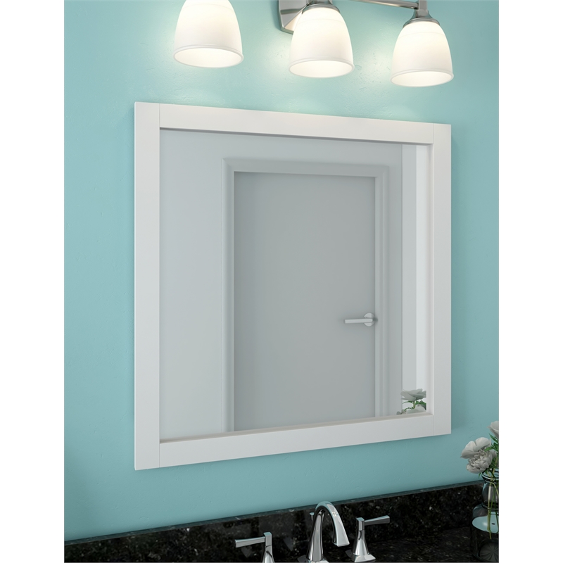 Shorewood Wall Mounted Bathroom Vanity Decorative Mirror 30-Inch in White