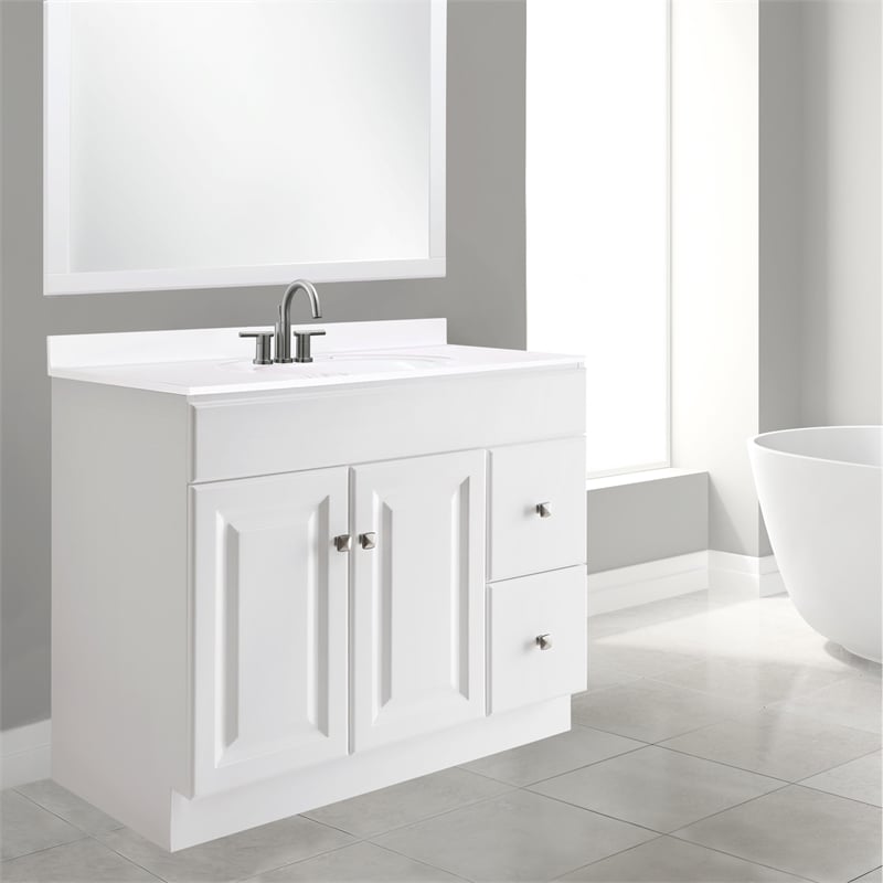 Wyndham 36-Inch 2-Door Bathroom Wood Vanity Without Top in White