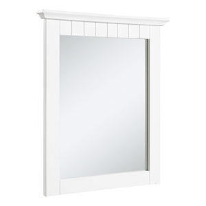 Cottage Wall Mounted Wood Framed Vanity Mirror in White 21-Inch