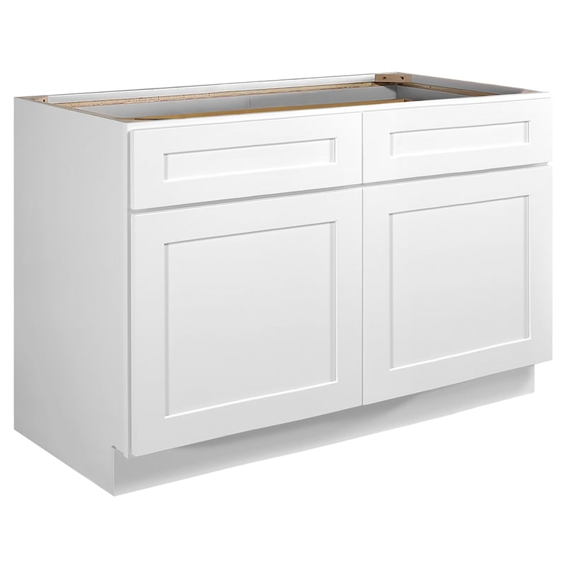 Brookings Wood Base Cabinet with Drawers in White 48-Inch x 24-Inch x 34.5-Inch