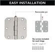 3.5-Inch Stainless Steel Door Hinges in Silver Satin Nickel 10-Pack