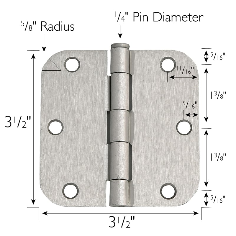 3.5-Inch Stainless Steel Door Hinges in Silver Satin Nickel 10-Pack