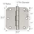 3.5-Inch Stainless Steel Door Hinges in Silver Satin Nickel 10-Pack