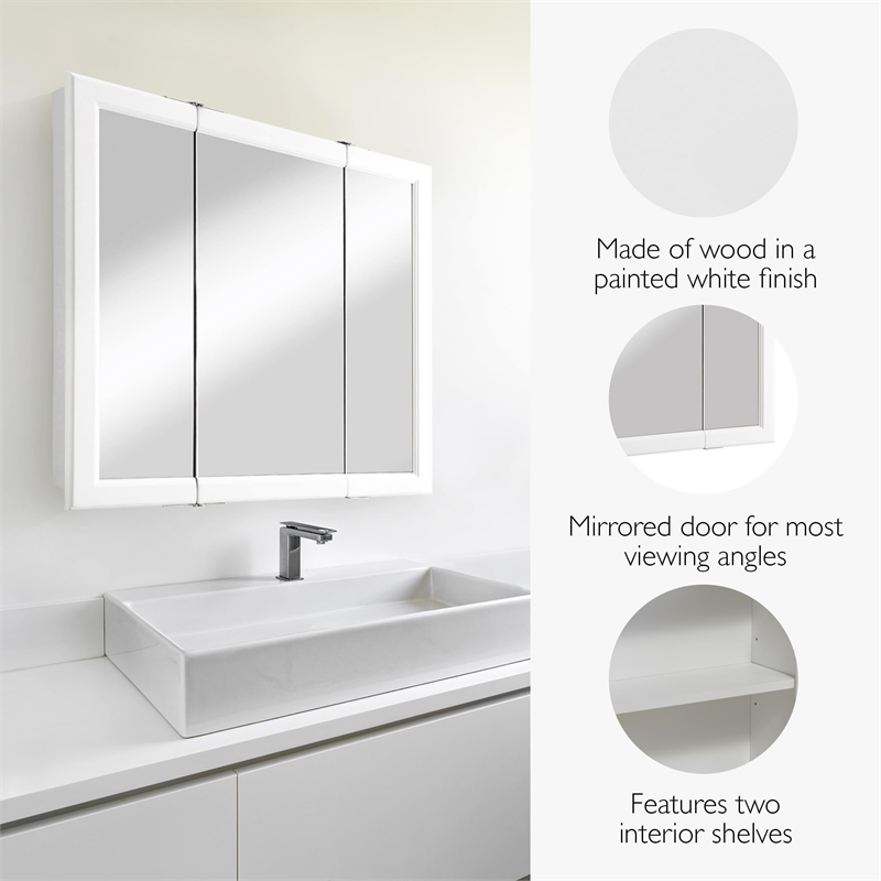 Wyndham Wood Medicine Cabinet in White 30-Inch