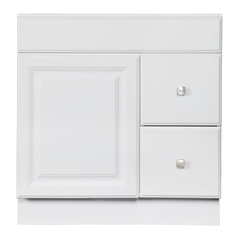 Wyndham Ready to Assemble Wood Vanity Cabinet Without Top in White 30-Inch