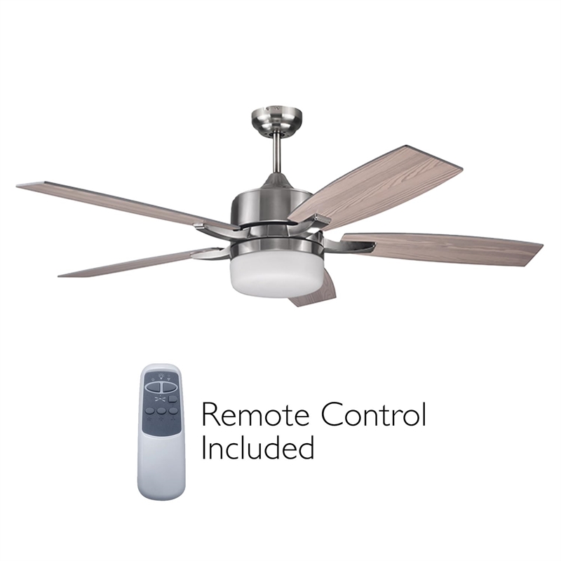Grayson Stainless Steel LED Ceiling Fan in Brushed Silver Nickel 52-Inch