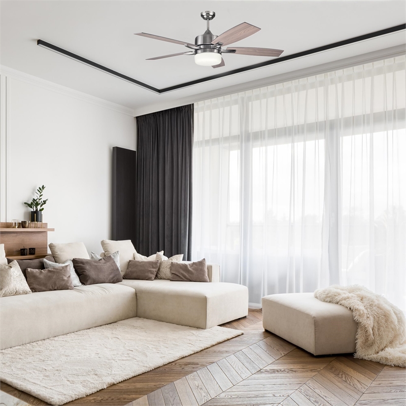 Grayson Stainless Steel LED Ceiling Fan in Brushed Silver Nickel 52-Inch