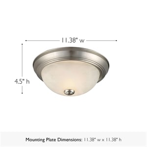 Domed Stainless Steel Ceiling Light with Alabaster Glass in Silver 2-Pack