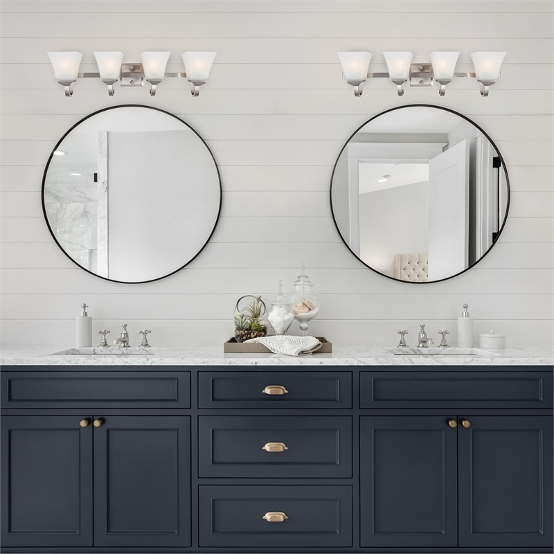 Torino Stainless Steel Silver Vanity Light in Satin Nickel 4-Light