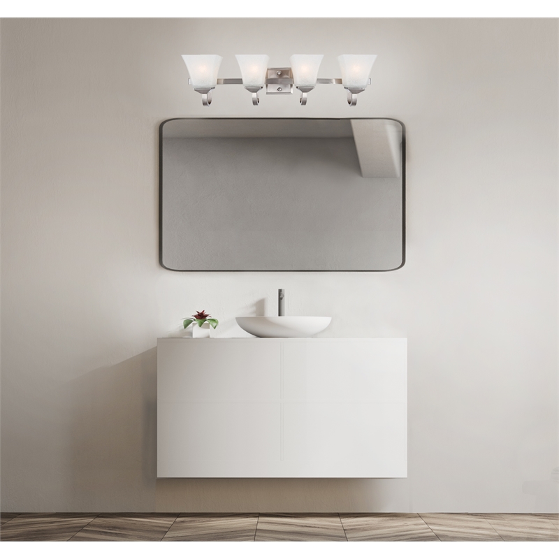Torino Stainless Steel Silver Vanity Light in Satin Nickel 4-Light