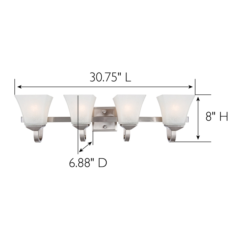 Torino Stainless Steel Silver Vanity Light in Satin Nickel 4-Light