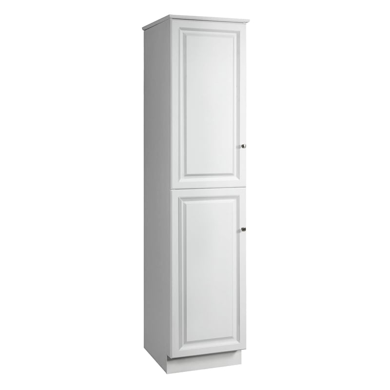 Wyndham 19 Inch 2-Door Bathroom Wood Linen Storage Floor Cabinet in White