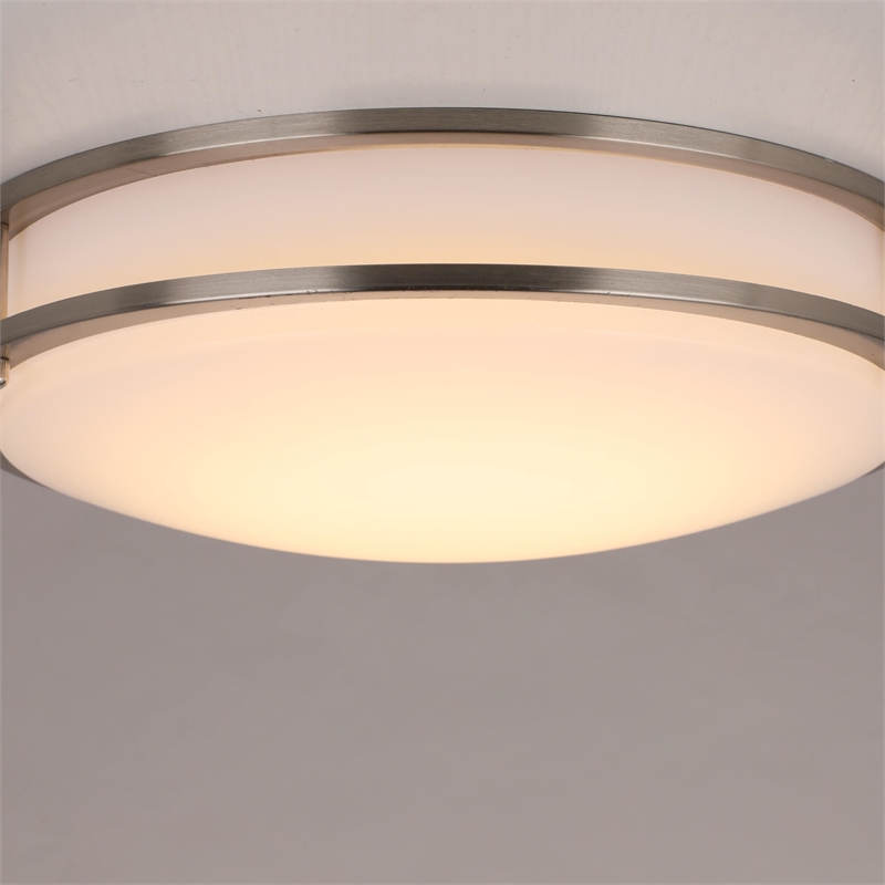 Ripon Integrated LED Silver Stainless Steel Ceiling Light in Satin Nickel