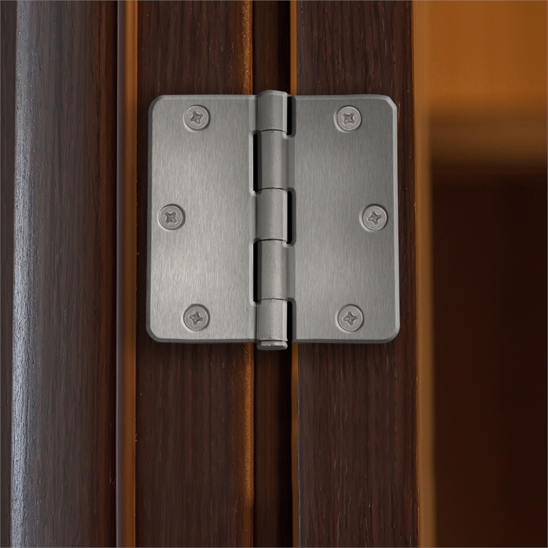 Radius Stainless Steel Silver Door Hinge in Satin Nickel 10-Pack