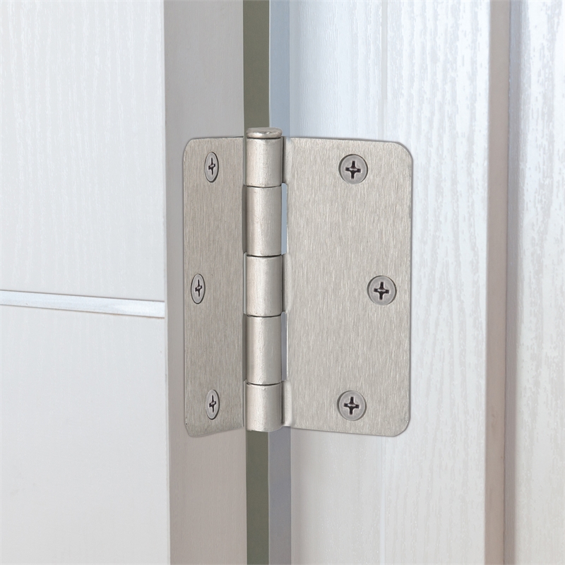 Radius Stainless Steel Silver Door Hinge in Satin Nickel 10-Pack