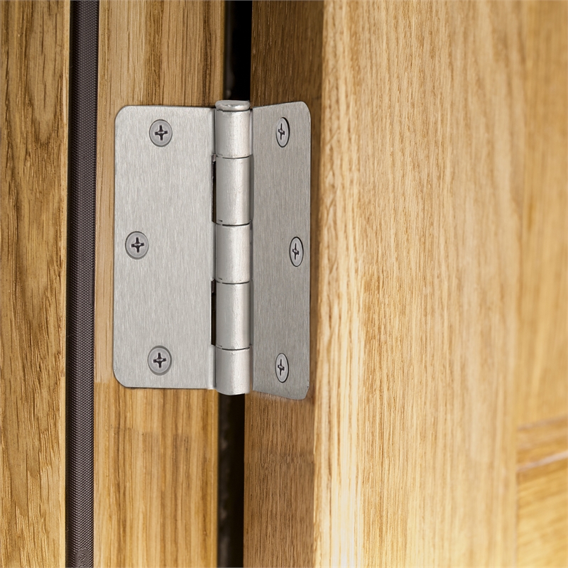 Radius Stainless Steel Silver Door Hinge in Satin Nickel 10-Pack