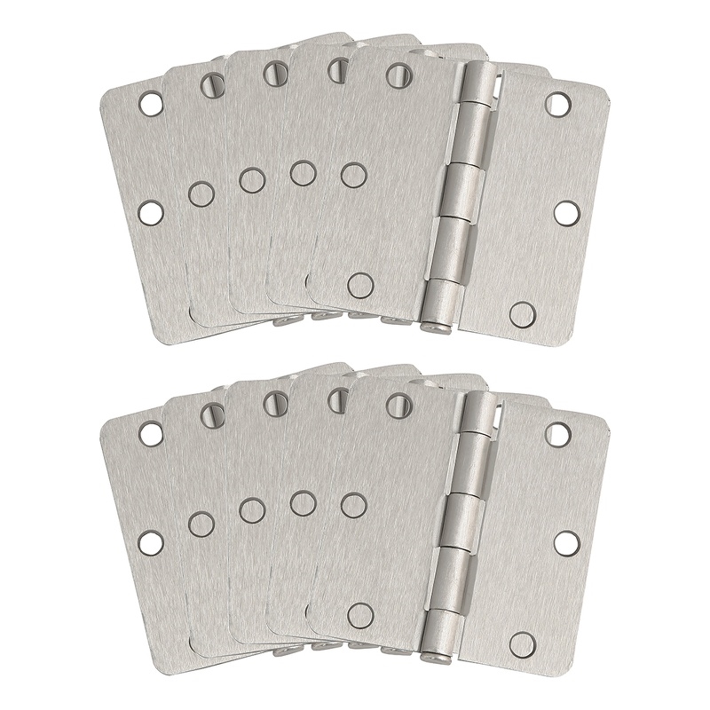 Radius Stainless Steel Silver Door Hinge in Satin Nickel 10-Pack