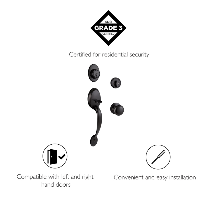 Coventry Brass Door Handleset with Knob and Deadbolt in Matte Black