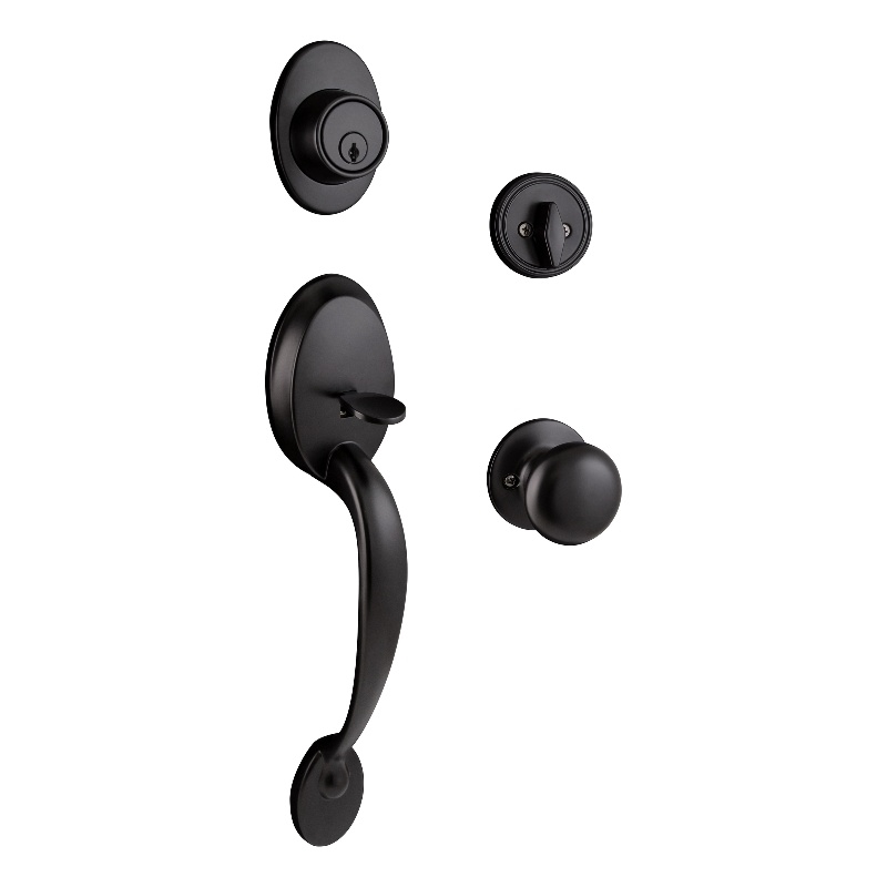 Coventry Brass Door Handleset with Knob and Deadbolt in Matte Black