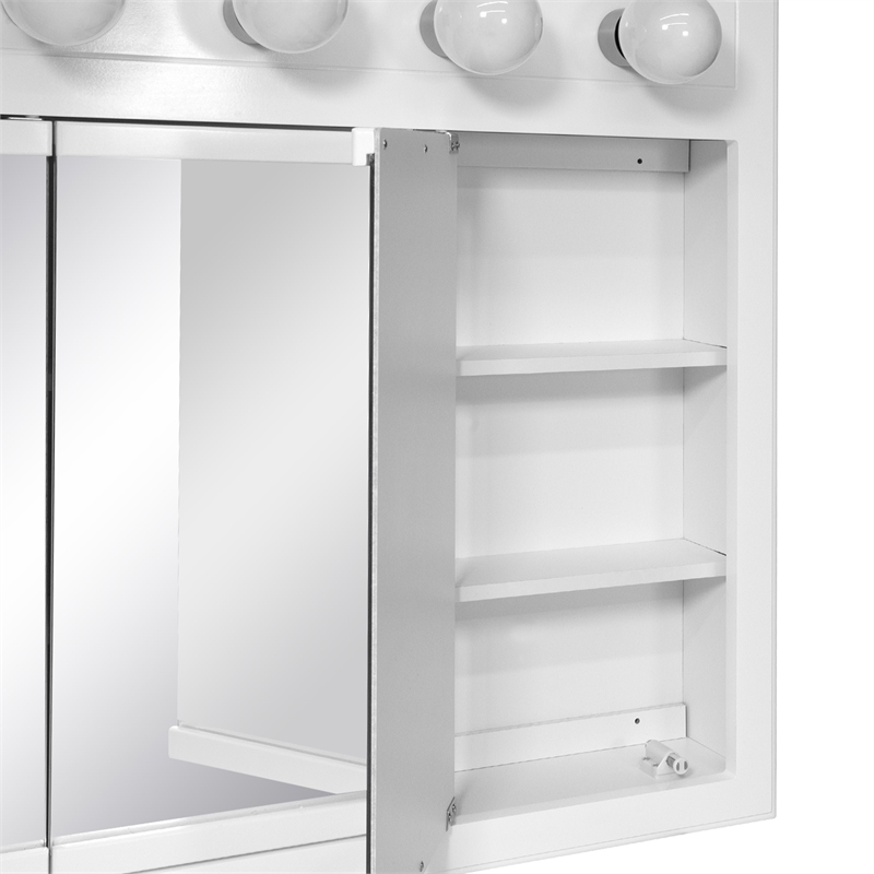 Concord 36-Inch Assembled Wood Framed Medicine Cabinet Mirror in White Gloss