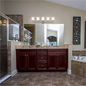 Aubrey Stainless Steel Vanity Light in Silver Brushed Nickel 5-Light