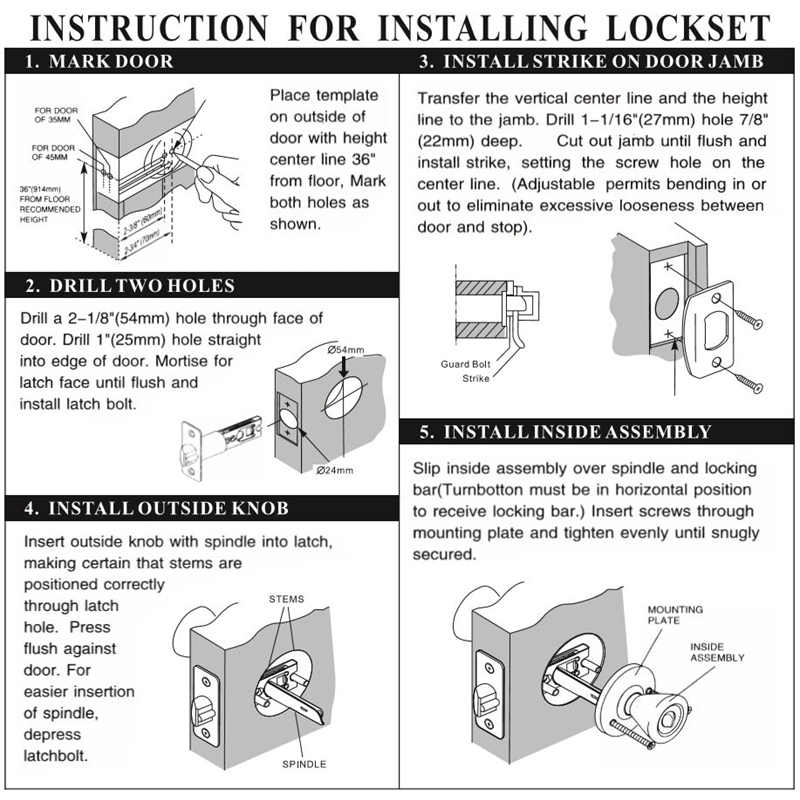 Terrace 6-Way Universal Keyed Entry Door Knob Polished Brass