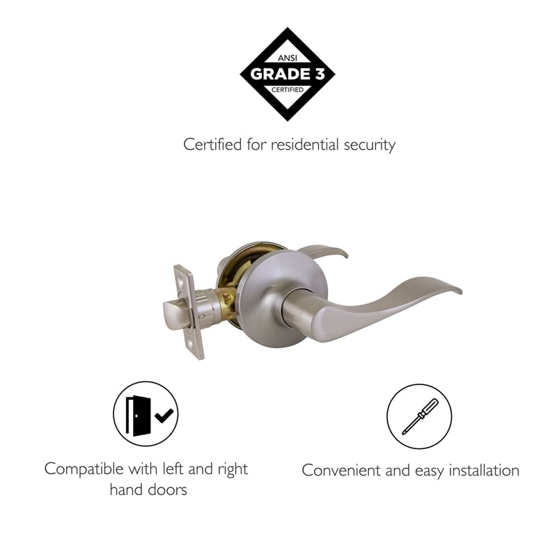 Stratford Silver Satin Nickel Metal Closet Door Lever