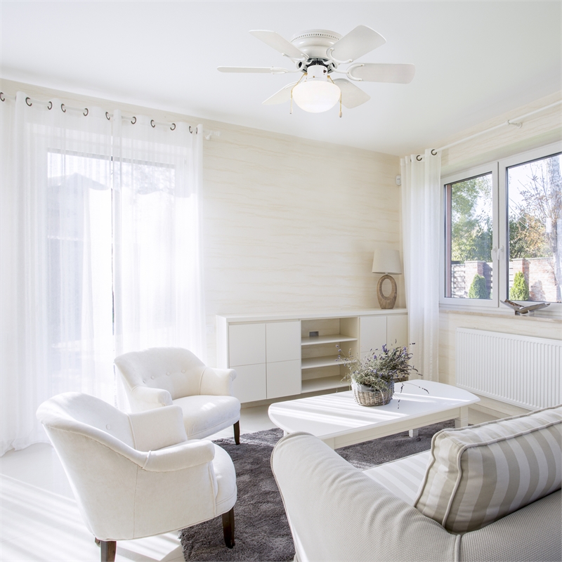 Atrium 30-Inch Stainless Steel LED Ceiling Fan in White | Homesquare