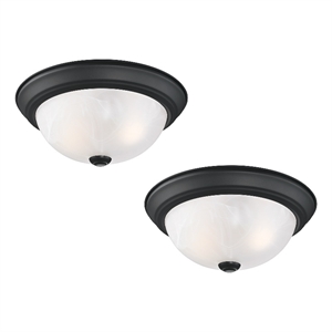 Traditional Stainless Steel Ceiling Light in Matte Black 2-Light 2-Pack