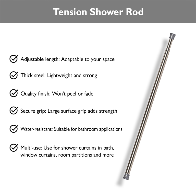 Design House Classic Adjustable 42 to 72-inch Shower Rod in Brushed Nickel