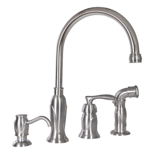 madison silver stainless steel kitchen faucet with side sprayer and dispenser