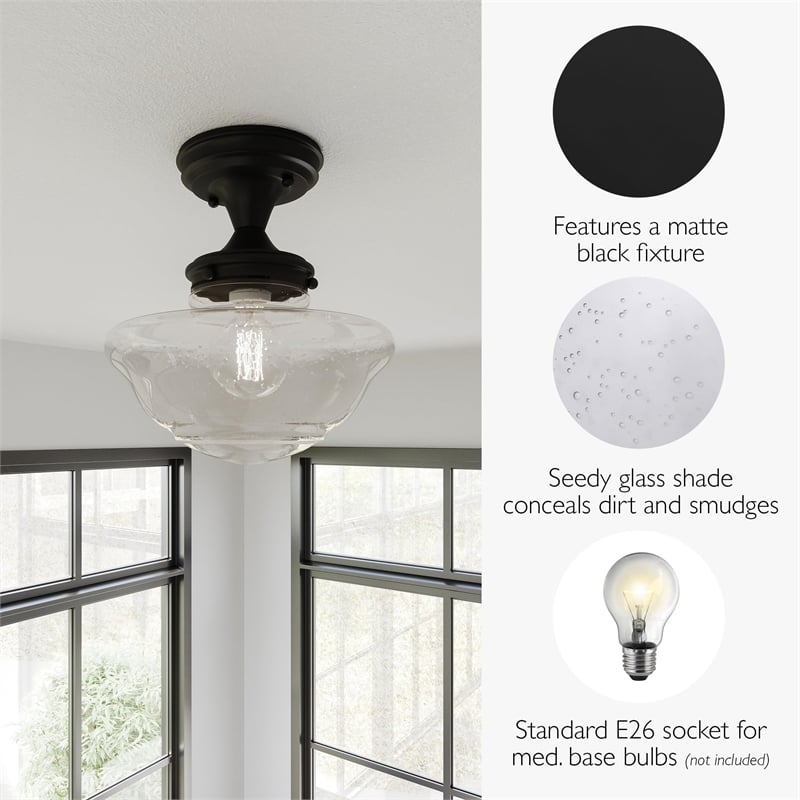 Schoolhouse Metal Ceiling Light in Matte Black