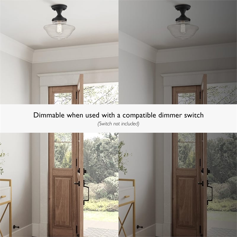 Schoolhouse Metal Ceiling Light in Matte Black