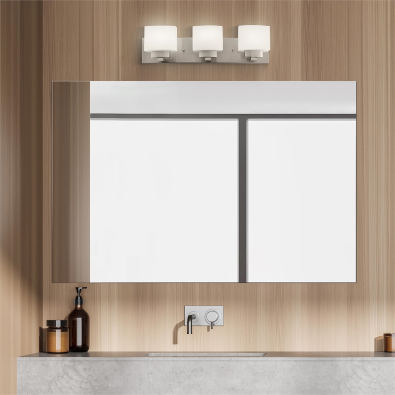 Dove Creek Stainless Steel Vanity Light in Satin Nickel 3-Light in Silver