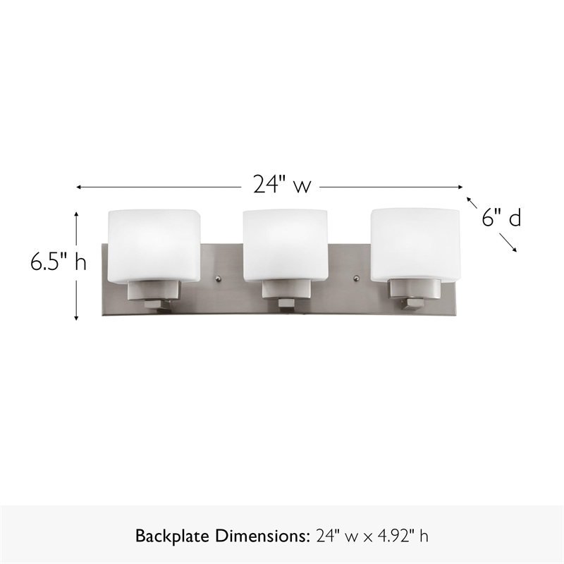 Dove Creek Stainless Steel Vanity Light in Satin Nickel 3-Light in Silver