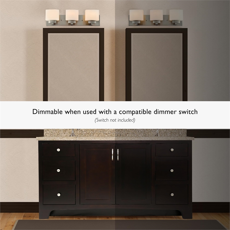Dove Creek Stainless Steel Vanity Light in Satin Nickel 3-Light in Silver