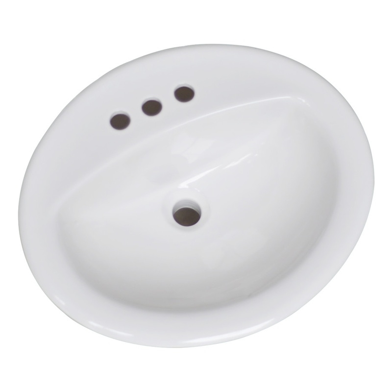 Oval Drop-In Ceramic Sink 20-Inch x 17-Inch Single Basin in White