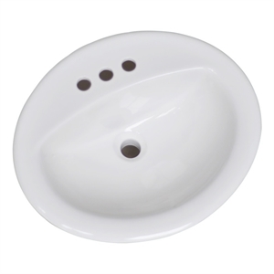 oval drop-in ceramic sink 20-inch x 17-inch single basin in white