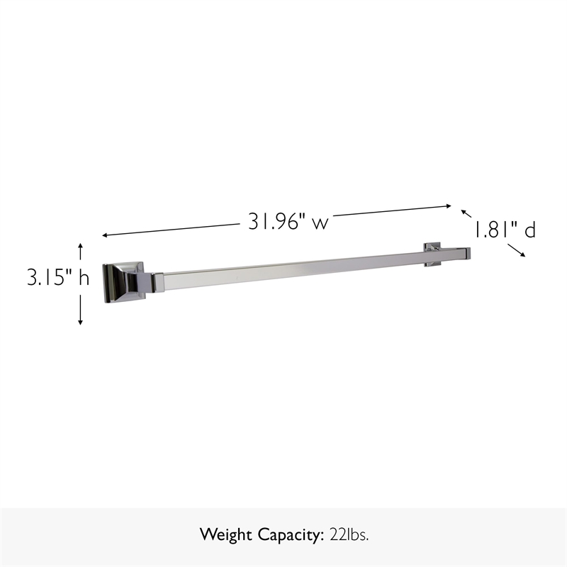 Design House Millbridge 30-Inch Metal Towel Bar in Polished Chrome/Silver