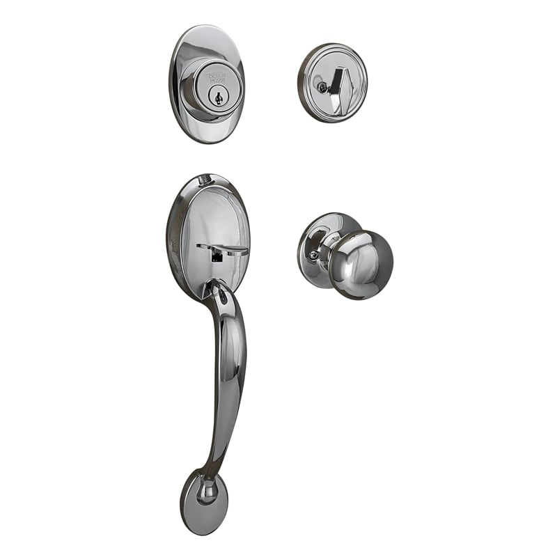 Design House Coventry Brass Door Handle Set in Polished Chrome/Silver