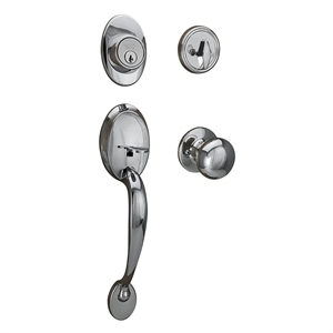 Design House Coventry Brass Door Handle Set in Polished Chrome/Silver