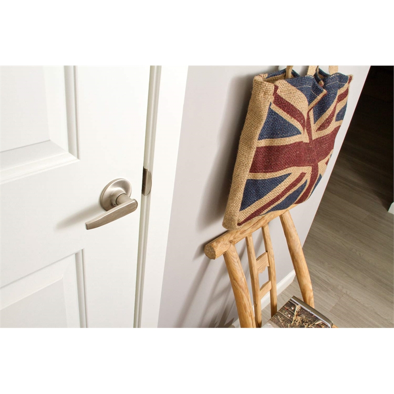 Design House 2-Way Latch Entry Brass Straight Door Handle in Satin Nickel/Silver