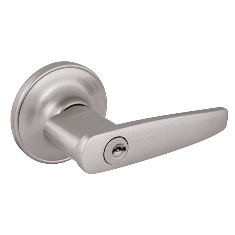 Design House 2-Way Latch Entry Brass Straight Door Handle in Satin Nickel/Silver