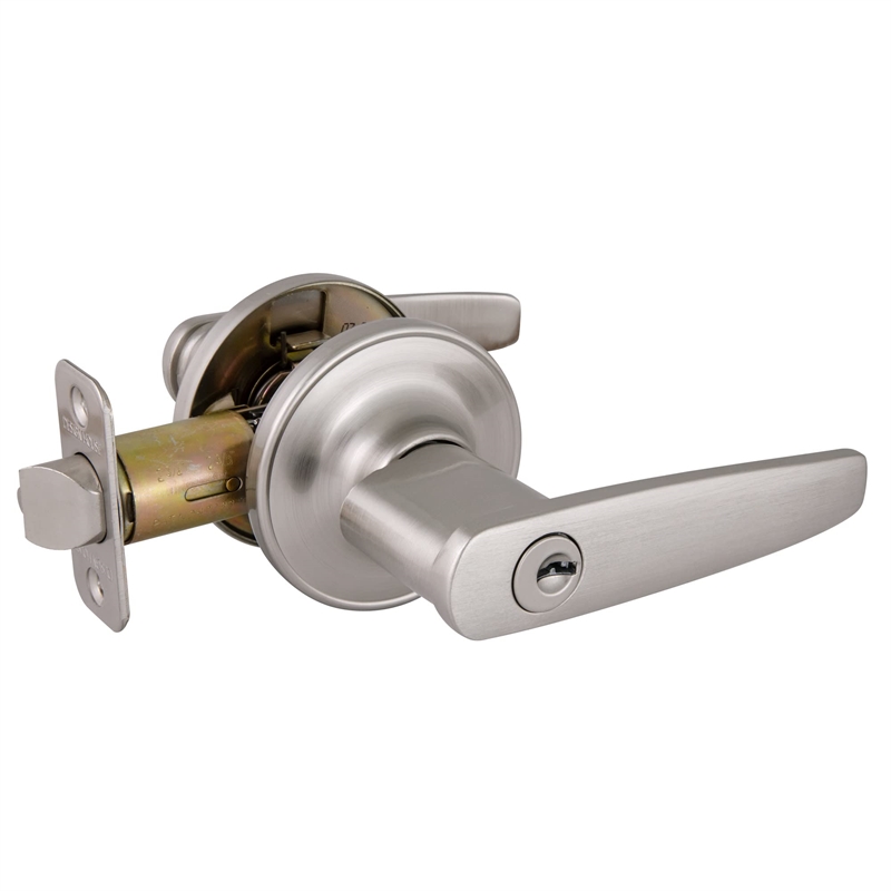 Design House 2-Way Latch Entry Brass Straight Door Handle in Satin Nickel/Silver